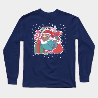 Christmas Lovebird Blue Long Sleeve T-Shirt